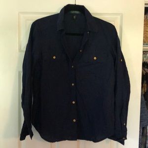 Ralph Lauren Navy Linen button down